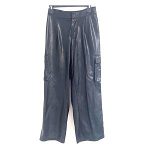 Urban Outfitters Size XS/S Elastic Waist Black Wide Leg Faux Leather Pants